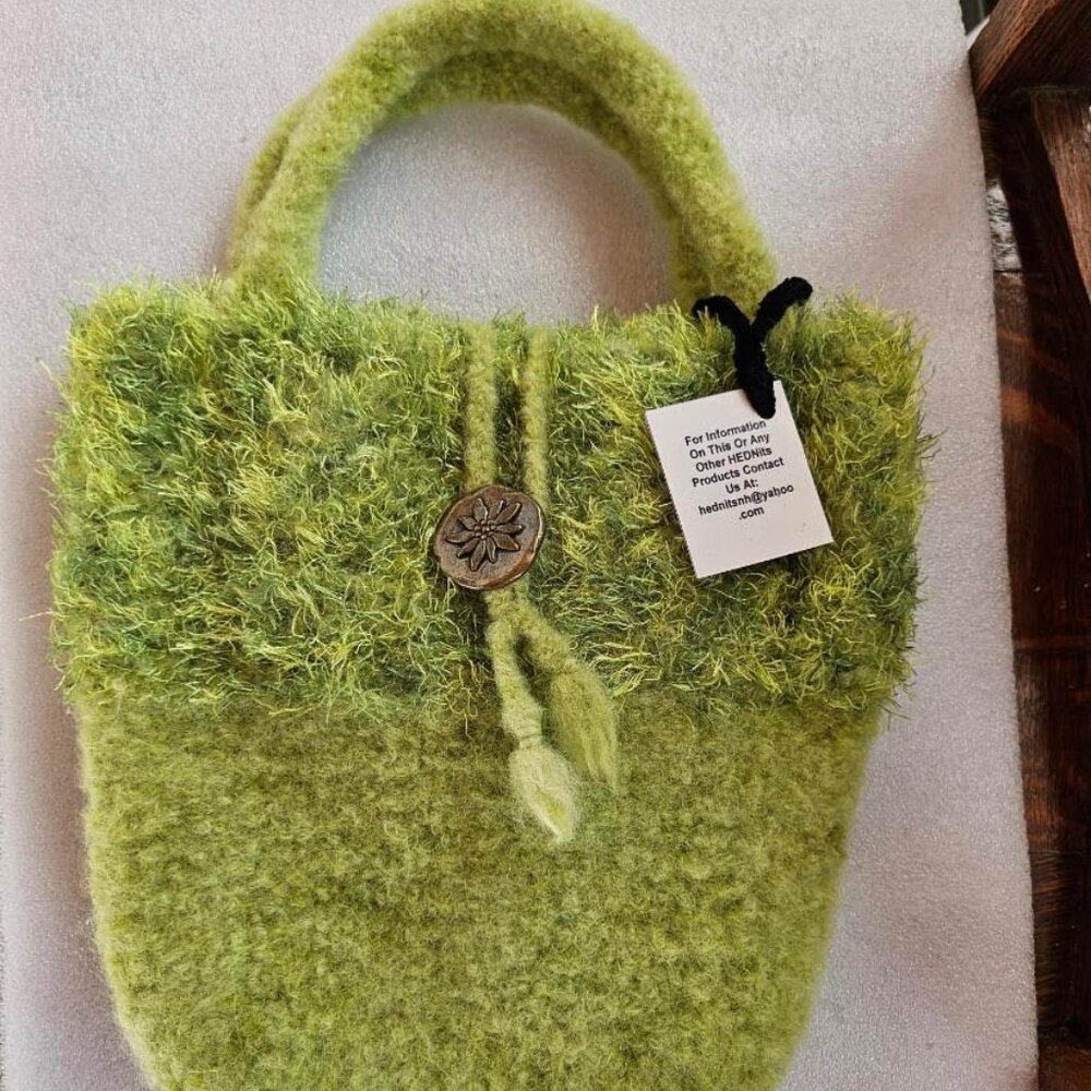 Light green felted knit purse.  Never used.
